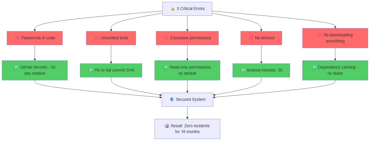 From 8 critical errors to a secured system — transformation through professional best practices