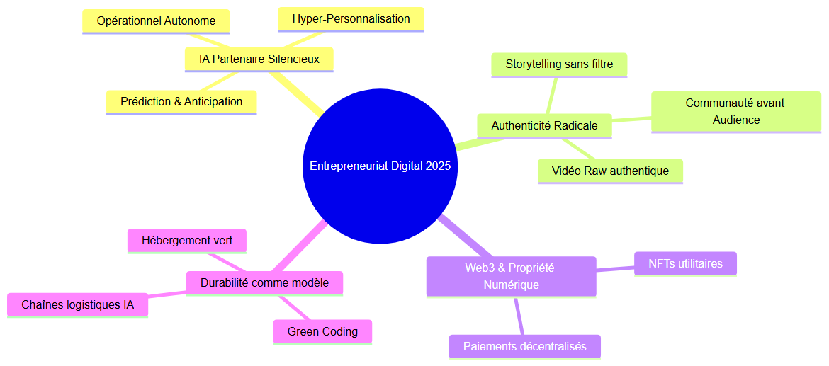 Les 4 piliers de l'entrepreneuriat digital 2025 : IA, authenticité, Web3, durabilité