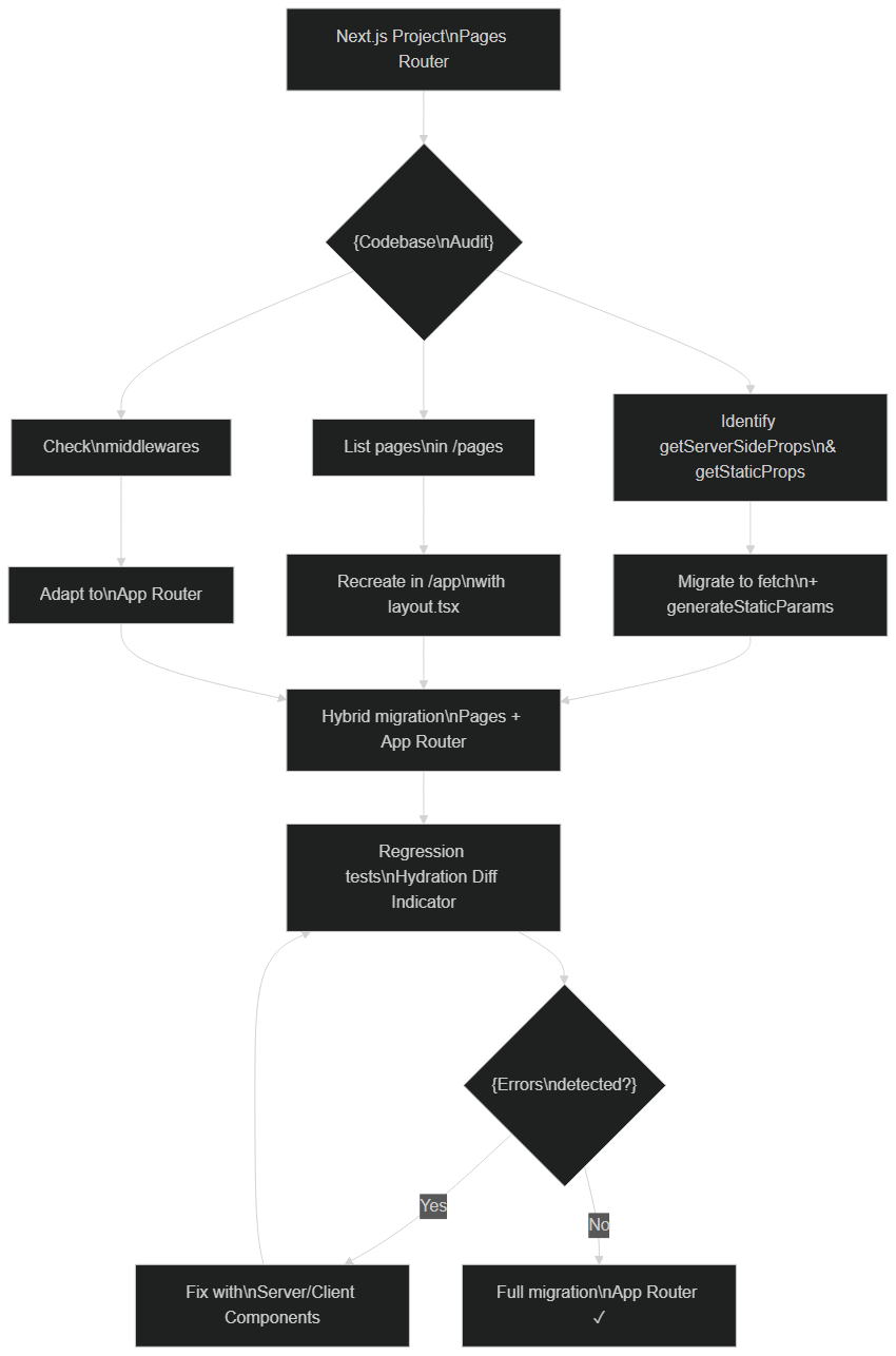 Flowchart: Pages Router to App Router migration
